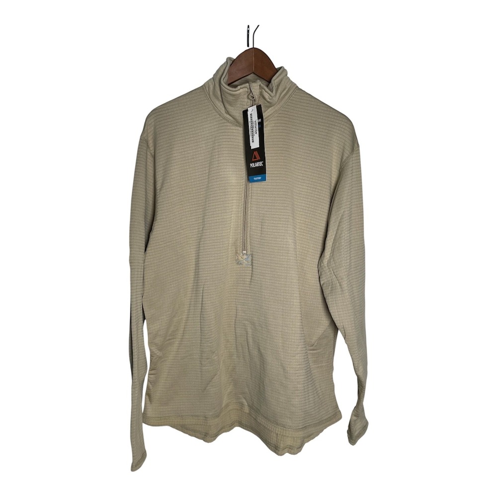 Peckham Polartec Power Dry Gen III L2 Mid Weight Grid Fleece Shirt Tan L Regular